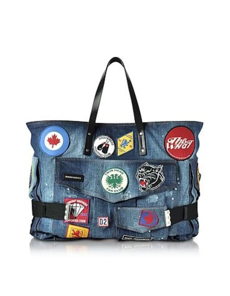 DSquared2 - Blue Washed Denim Oversized Tote w/Patches