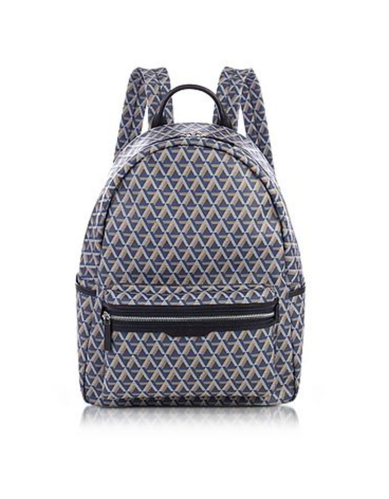 Designer Men's Bags, Ikon Blue Coated Canvas Men's Backpack