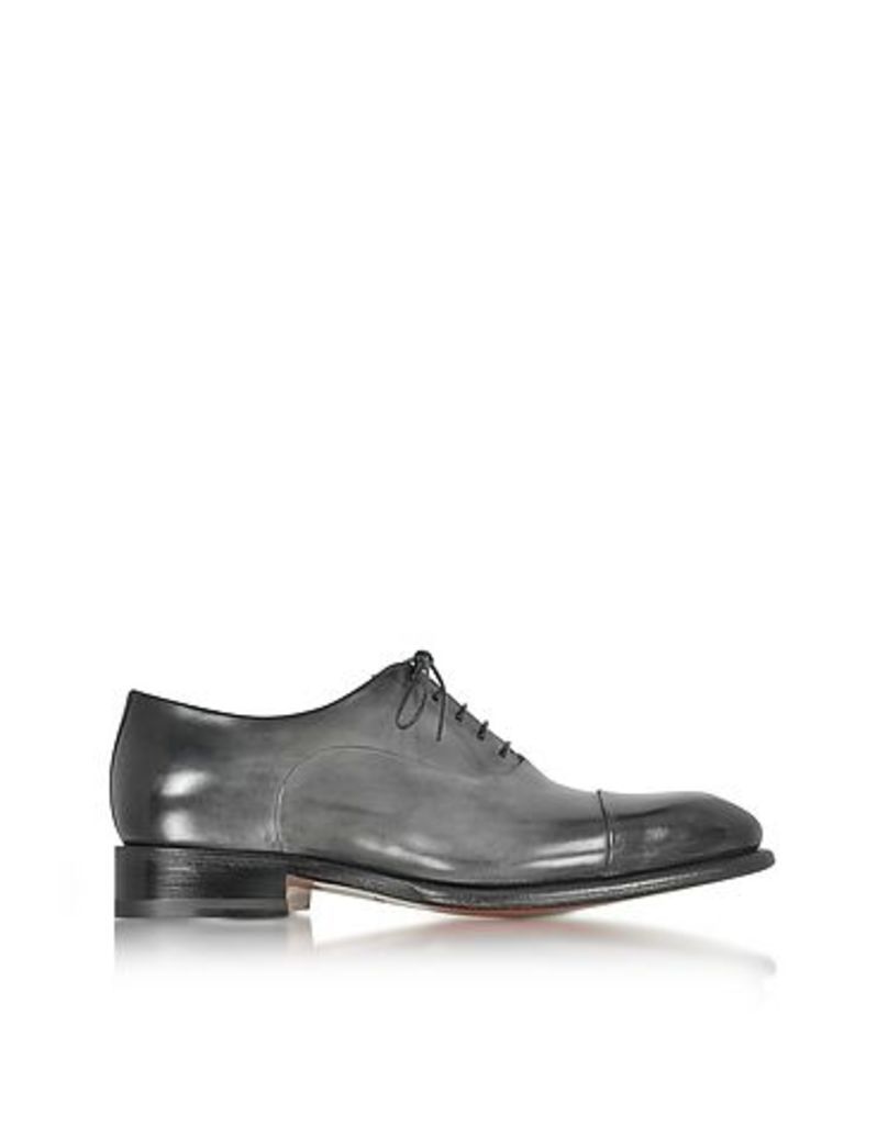 Santoni - Classic Light Shaded Gray Leather Oxford Shoes