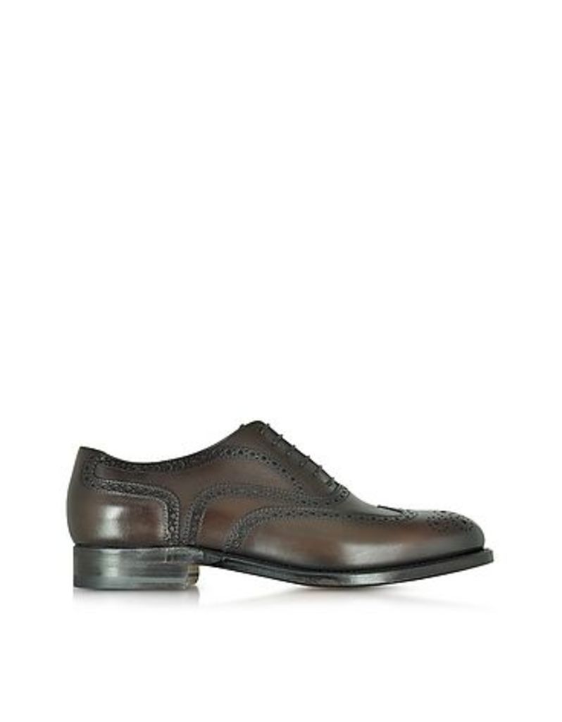 Moreschi Shoes, Windsor Dark Brown Leather Wingtip Oxford Shoe