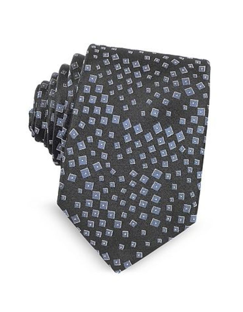 Lanvin Ties, Geometric Pattern Woven Silk Tie