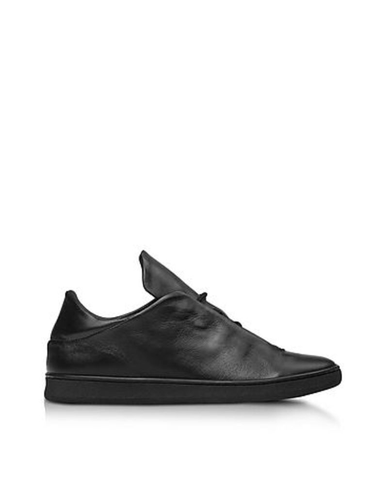 Ylati Shoes, Virgilio Black Nappa Leather Low Top Men's Sneakers