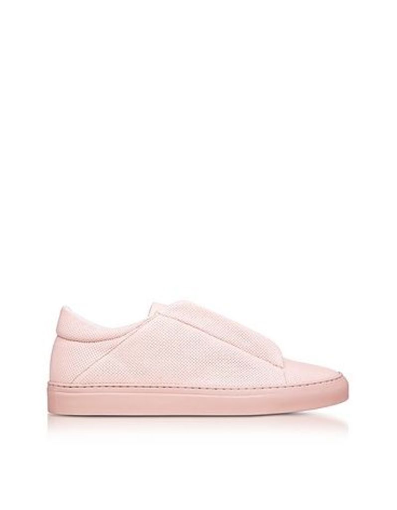 Ylati - Nerone Pink Perforated Leather Low Top Men's Sneakers