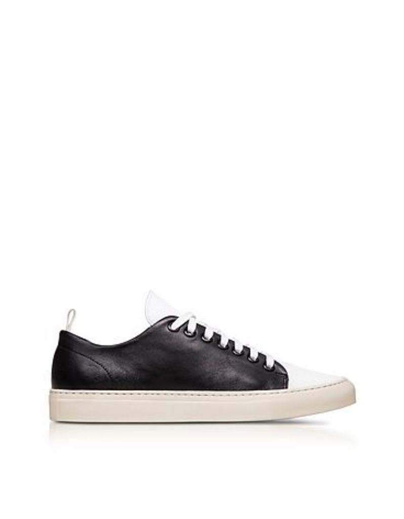 Ylati - Sorrento Black and White Leather Low Top Men's Sneakers