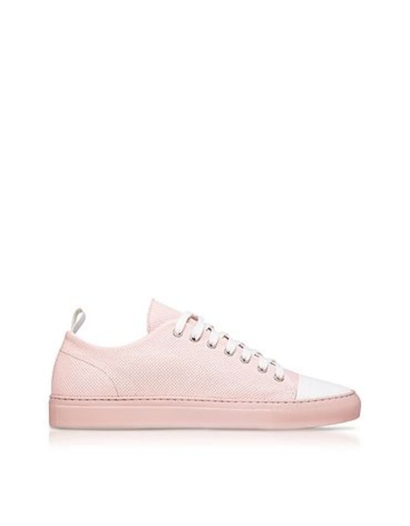 Ylati Shoes, Sorrento Pink Perforated Leather Low Top Men's Sneakers