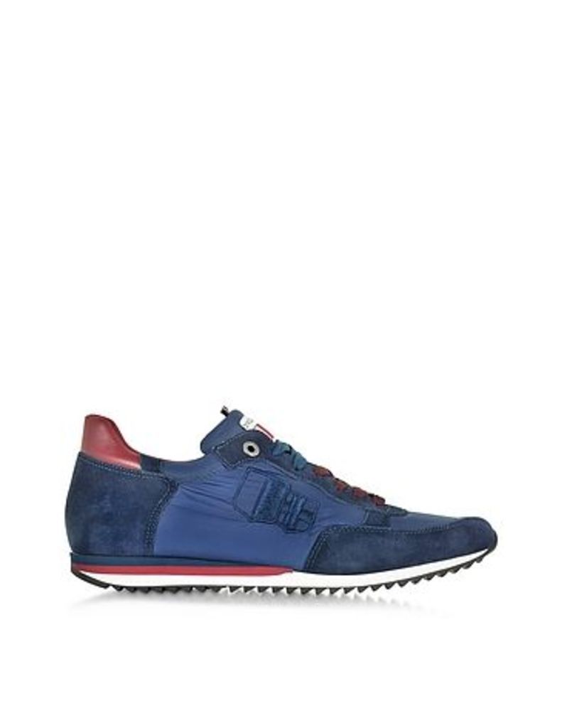 D'Acquasparta - Magnifico Blue Nylon and Suede Men's Sneaker
