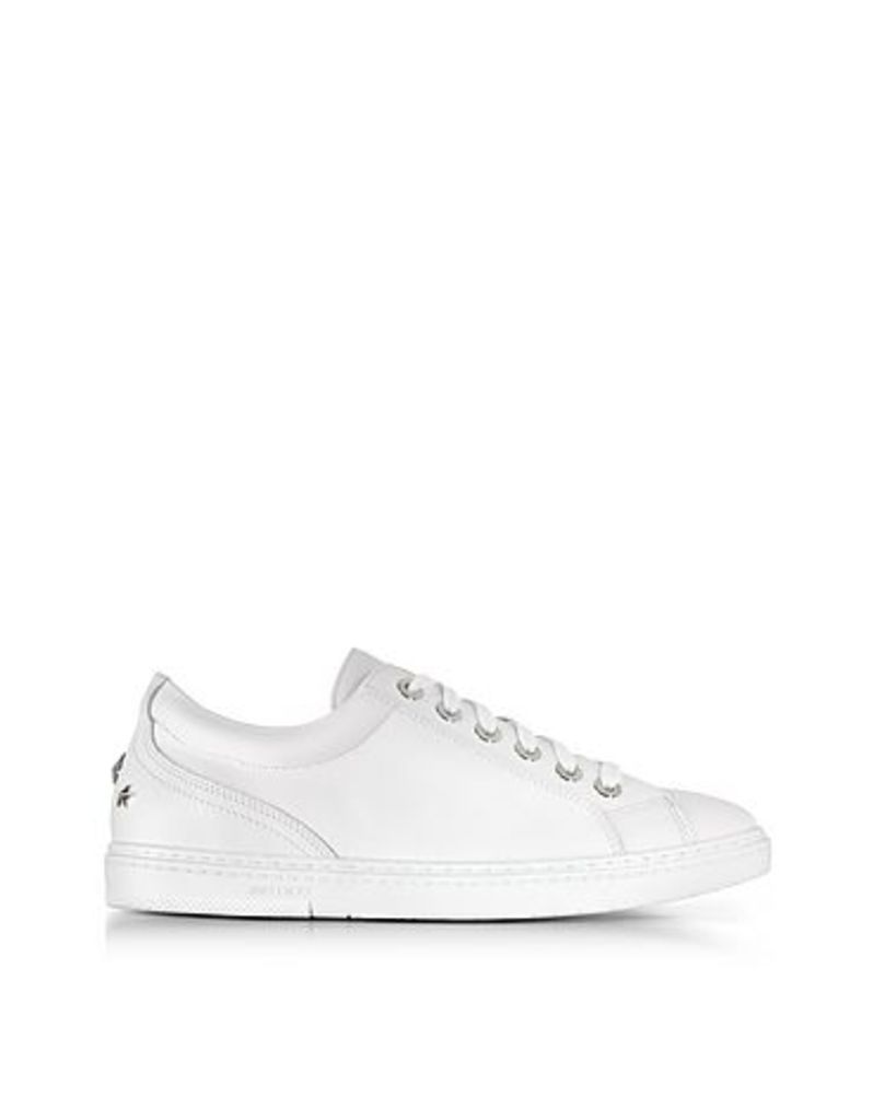 Jimmy Choo Shoes, Cash Ultra White Smooth Leather Sneakers