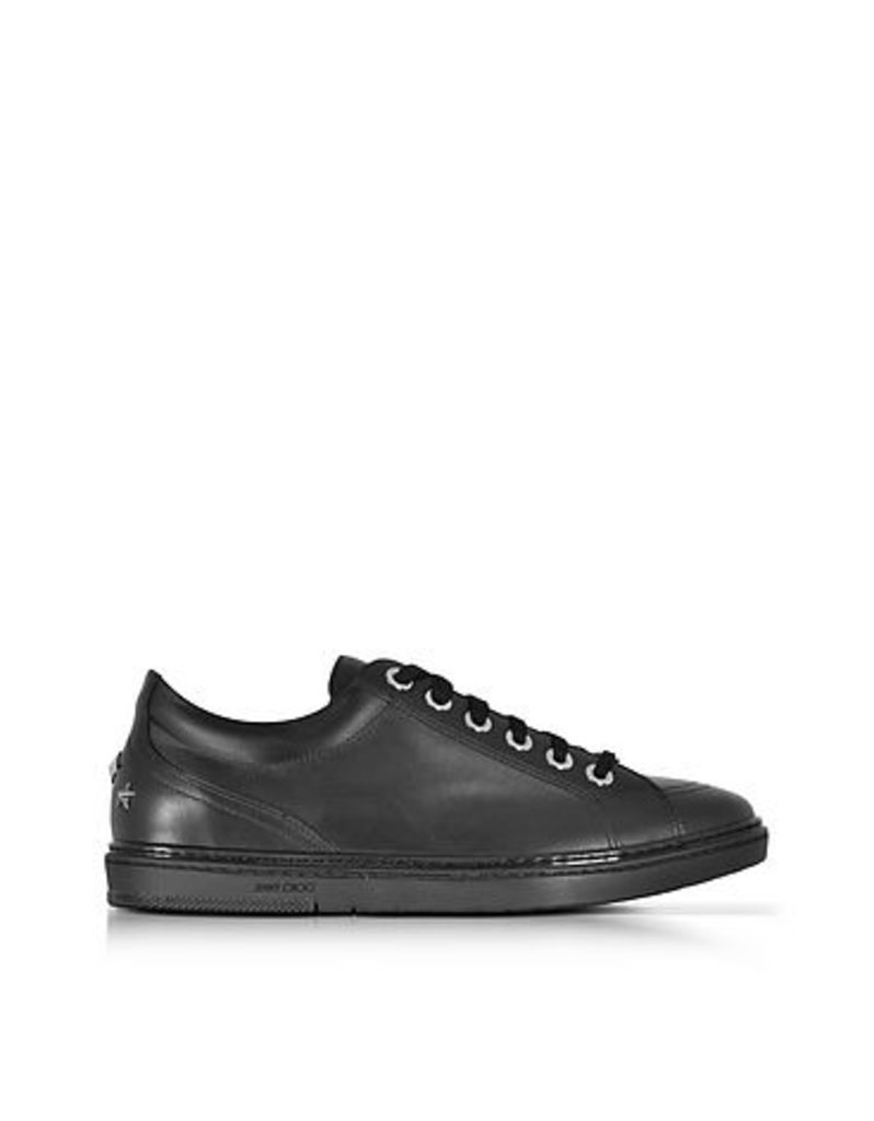 Jimmy Choo Shoes, Cash Black Smooth Leather Sneakers