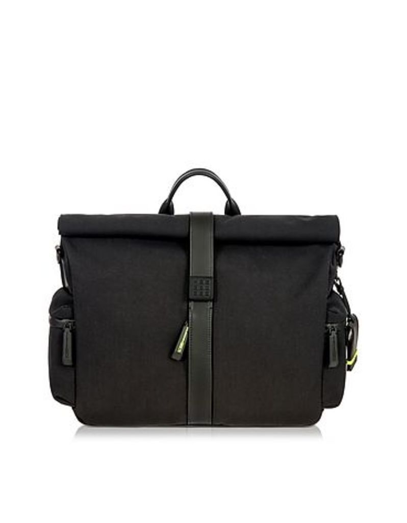 Bric's - Black Nylon and Leather Roll-Top Messenger