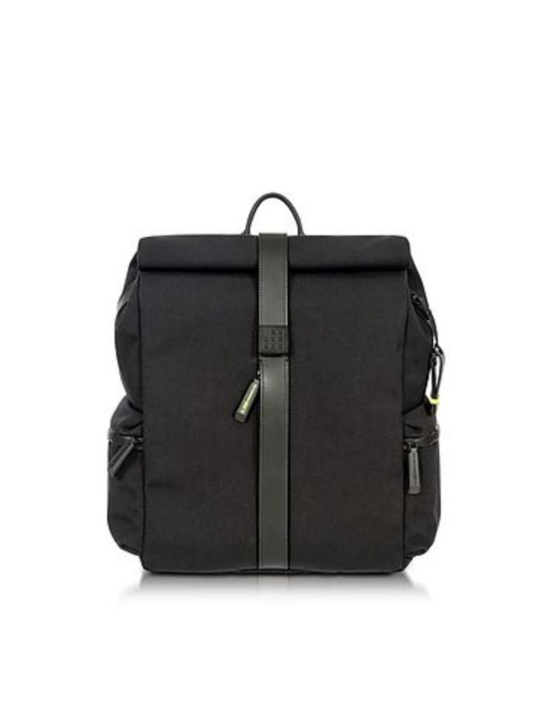 Bric's - Black Nylon and Leather Rolltop Backpack