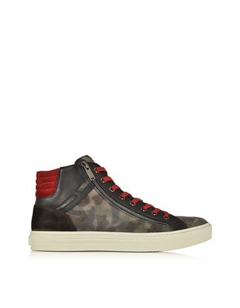 Hogan Shoes, Multicolor Leather and Suede High Top Sneaker