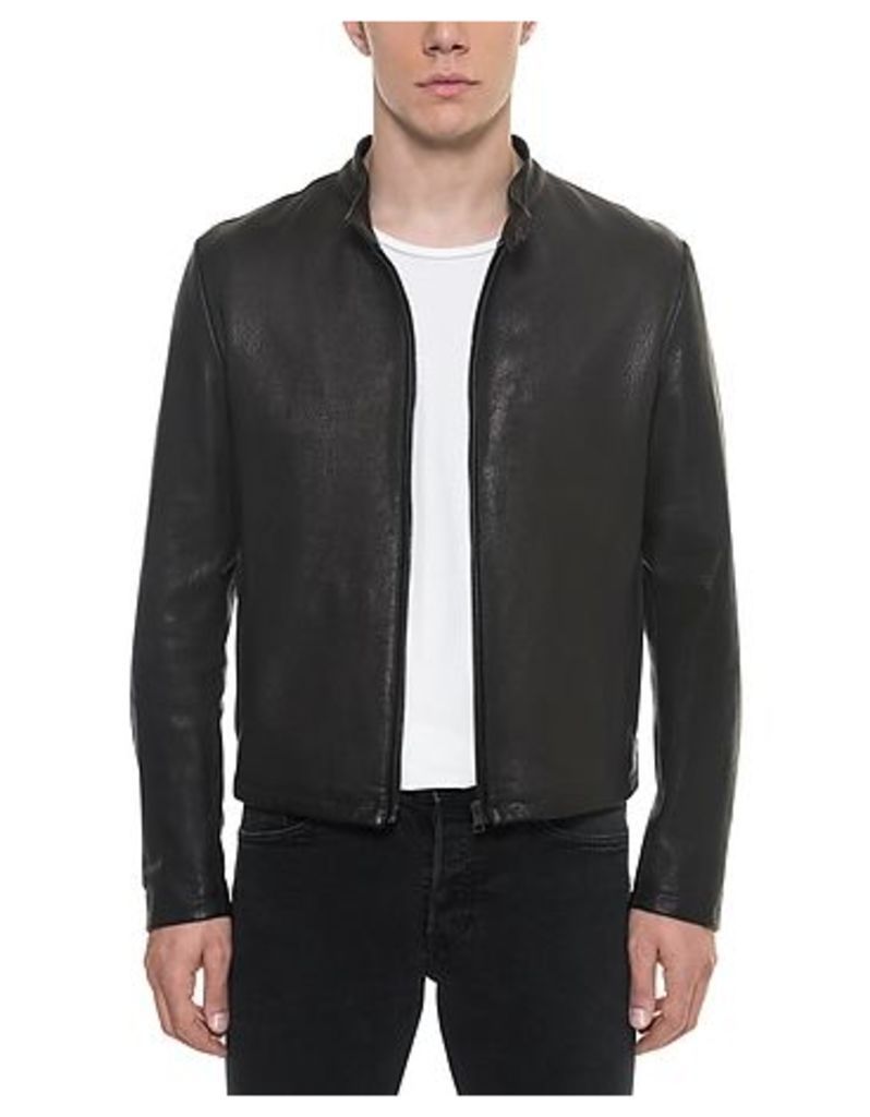 Forzieri Leather Jackets, Black Leather Men's Biker Jacket