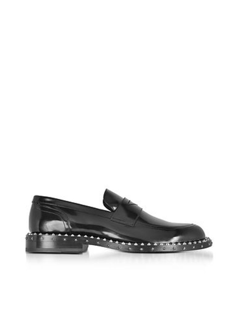 Jimmy Choo Shoes, Black Leather Stars and Studs Men's Loafer