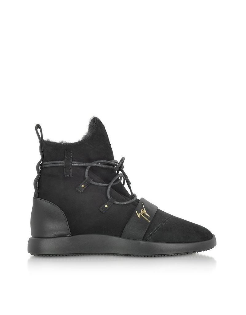 Giuseppe Zanotti Shoes, Black Suede High Top Sneakers