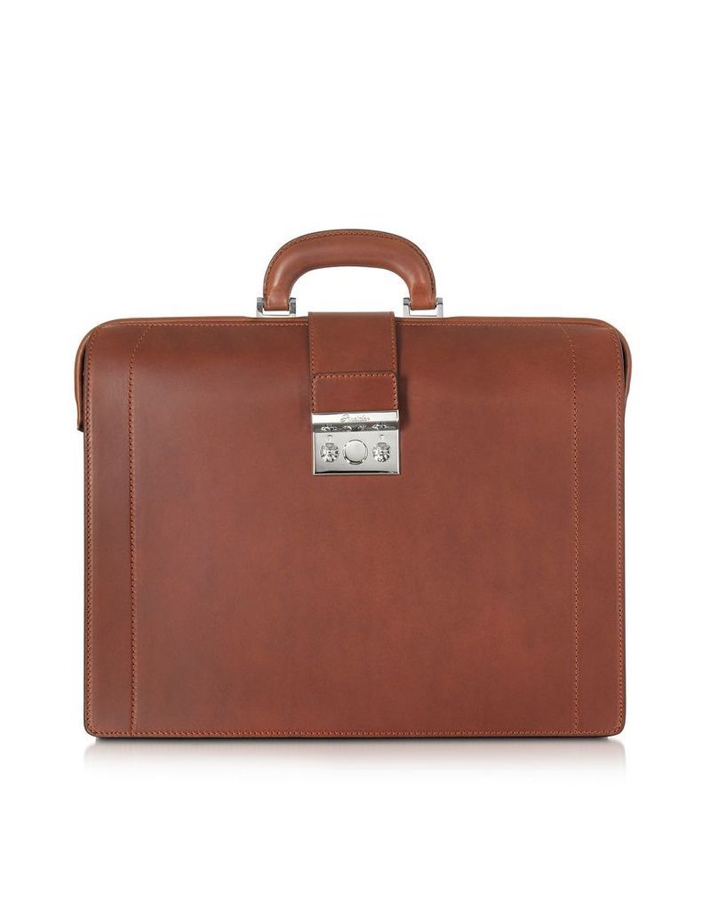 Pineider Briefcases, Medium Reddish Brown Leather Diplomatic Briefcase