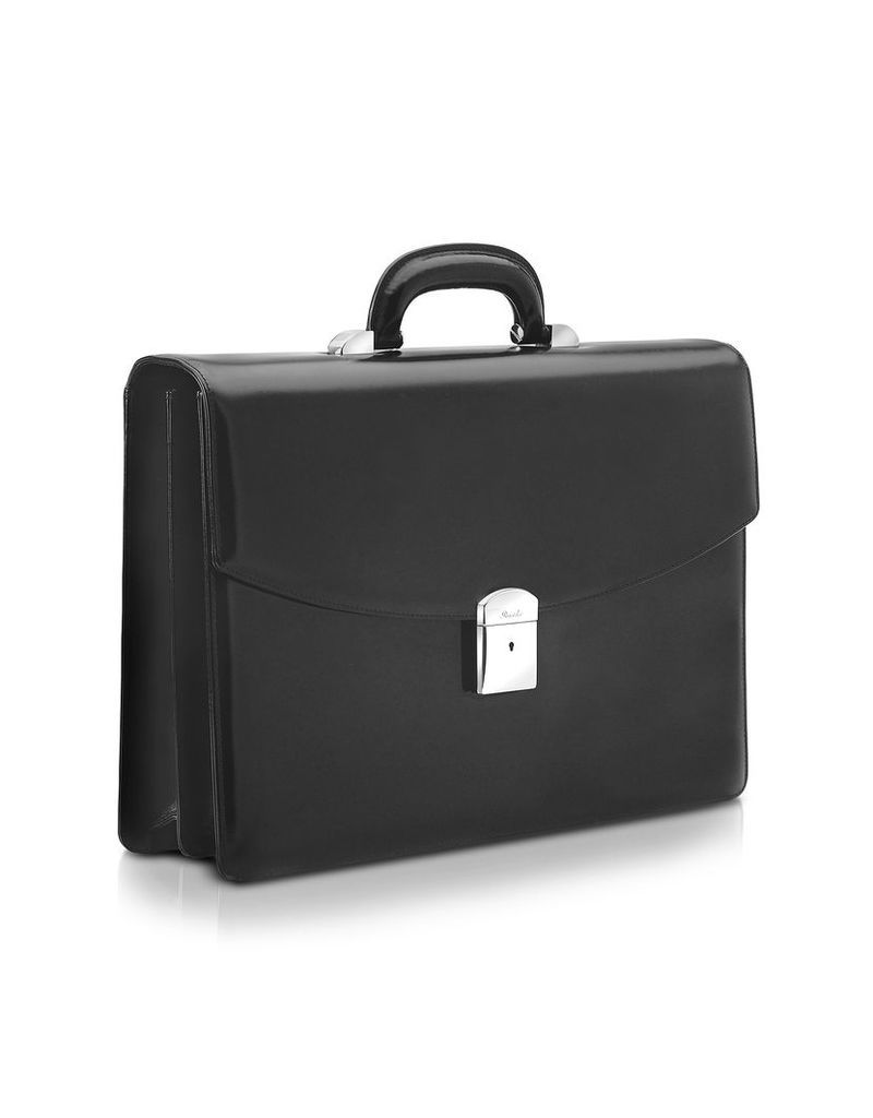 Designer Travel Bags, 1949 - Black Calfskin Double Gusset Briefcase