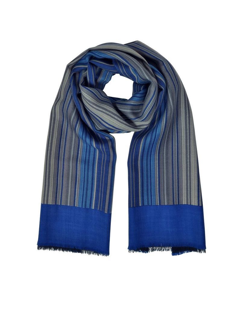 Laura Biagiotti Men's Scarves, Stripes Printed Wool, Silk and Cashmere Long Scarf