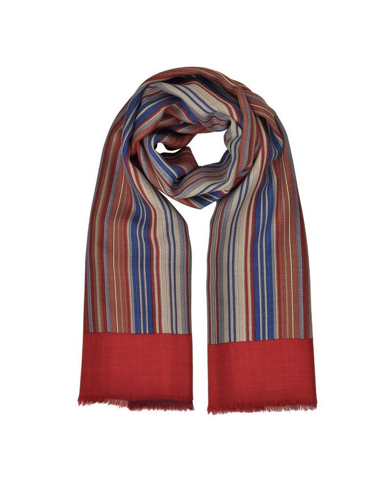 Laura Biagiotti Men's Scarves, Stripes Printed Wool, Silk and Cashmere Long Scarf