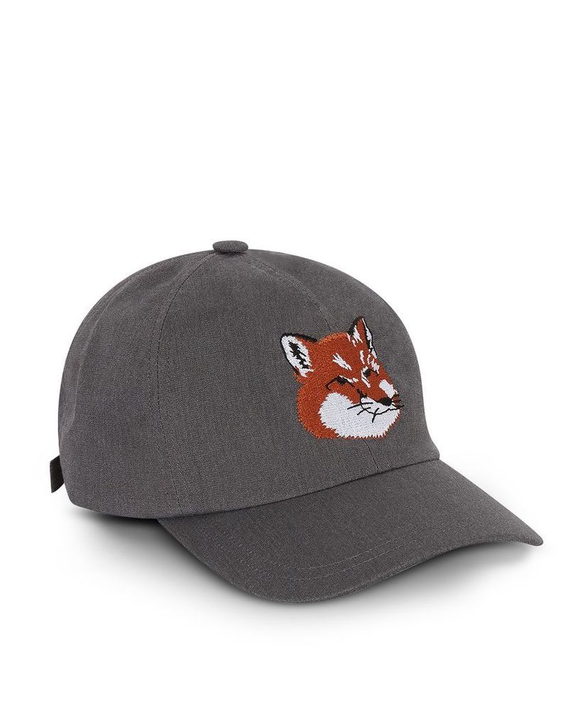 Maison KitsunÃ© Men's Hats, Fox Head 6P Caviar Cotton Blend Baseball Cap