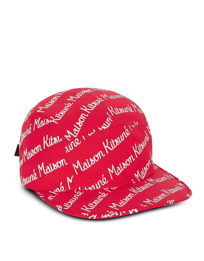 Maison KitsunÃ© Men's Hats, Maison Kitsune 5P Red Cotton Canvas Baseball Cap