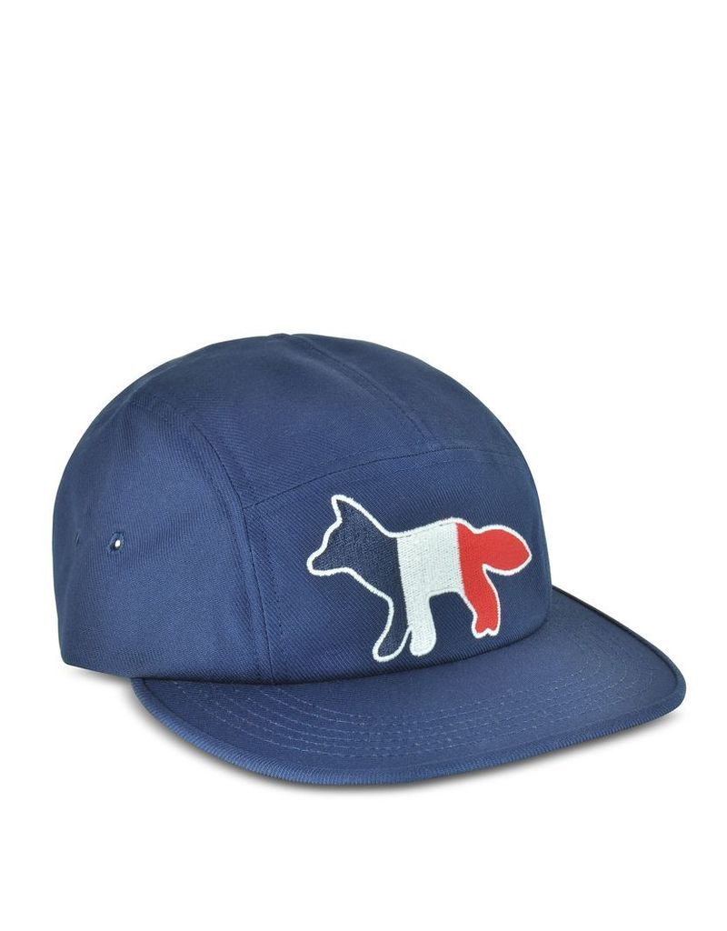 Maison KitsunÃ© Men's Hats, Navy Blue Tricolor Fox Baseball Cap