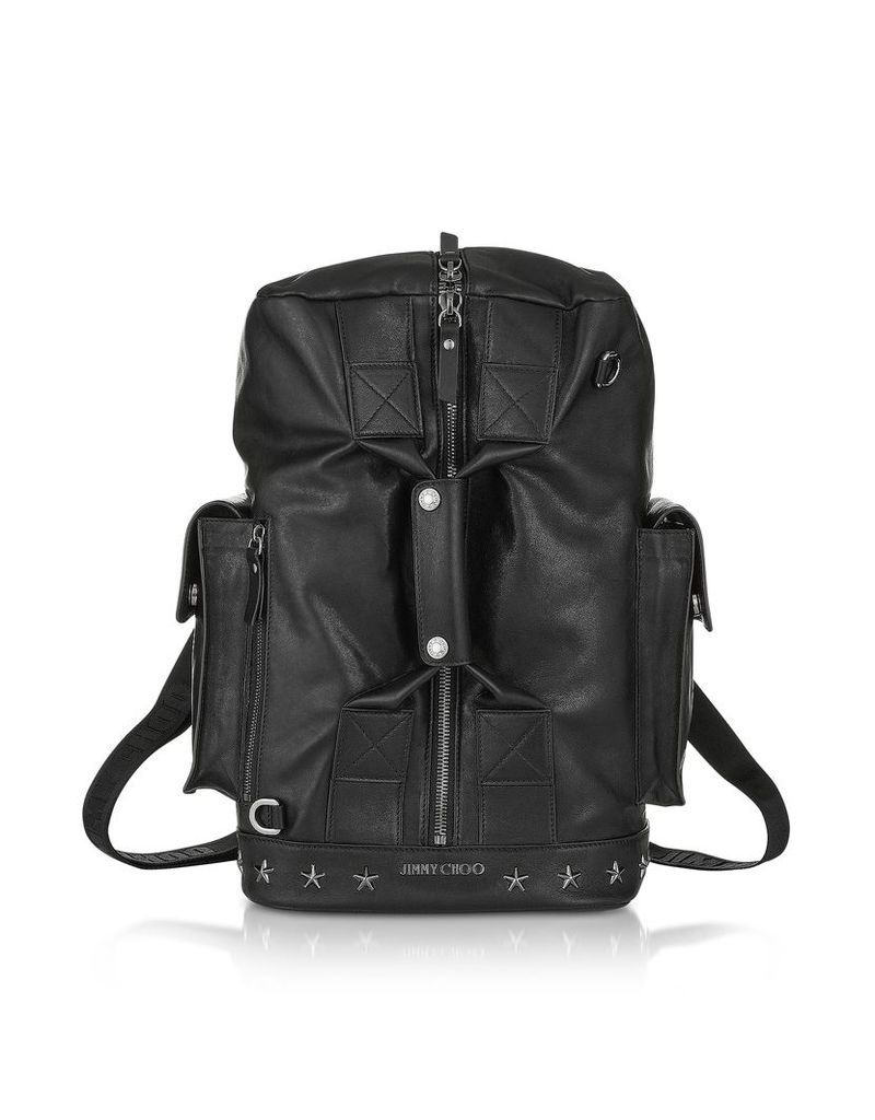 Jimmy Choo Backpacks, Arlo BLS Black Leather Convertible Backpack Duffle Bag w/Gunmetal Hardware