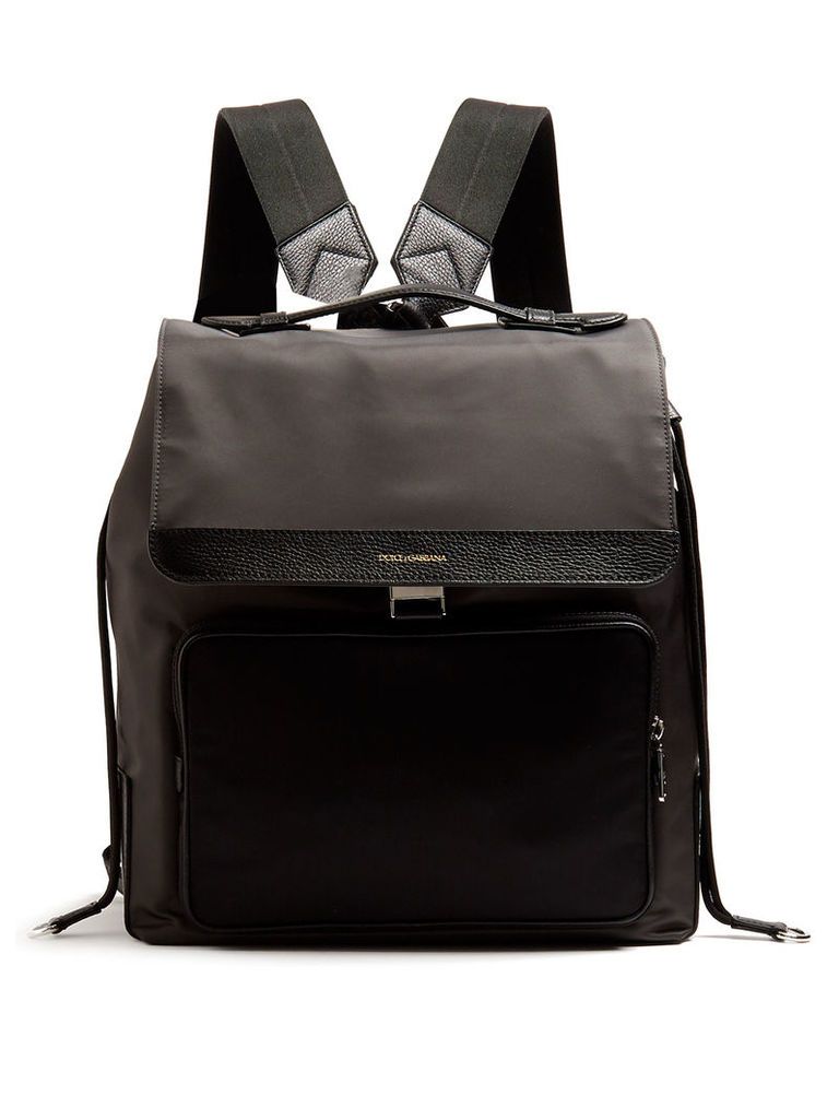 Leather-trimmed backpack