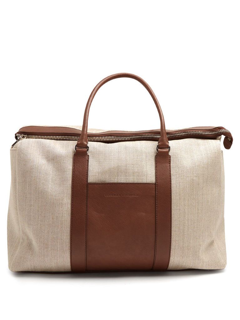 Canvas and leather tote