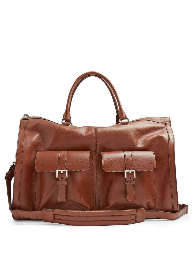 Grained-leather travel bag