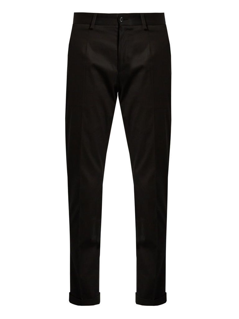 Slim-leg cotton-blend chino trousers
