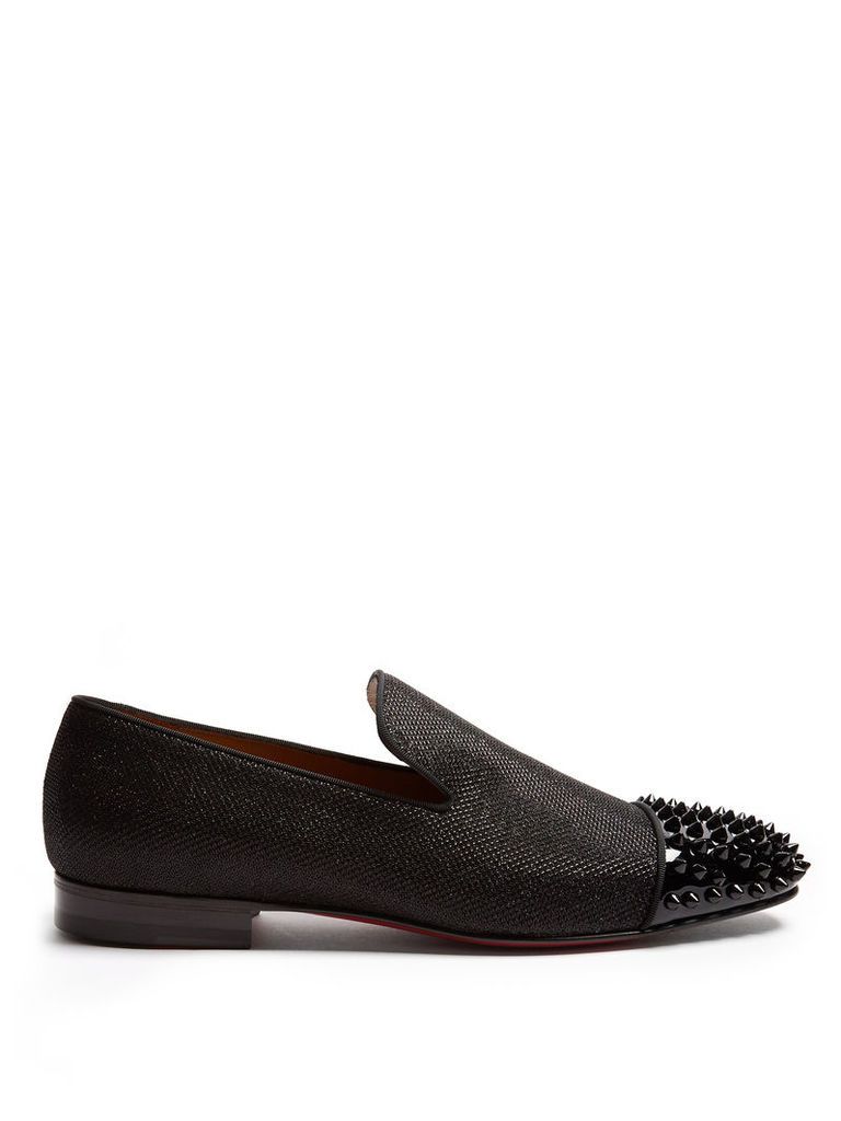 Spooky glitter-weave and patent-leather loafers