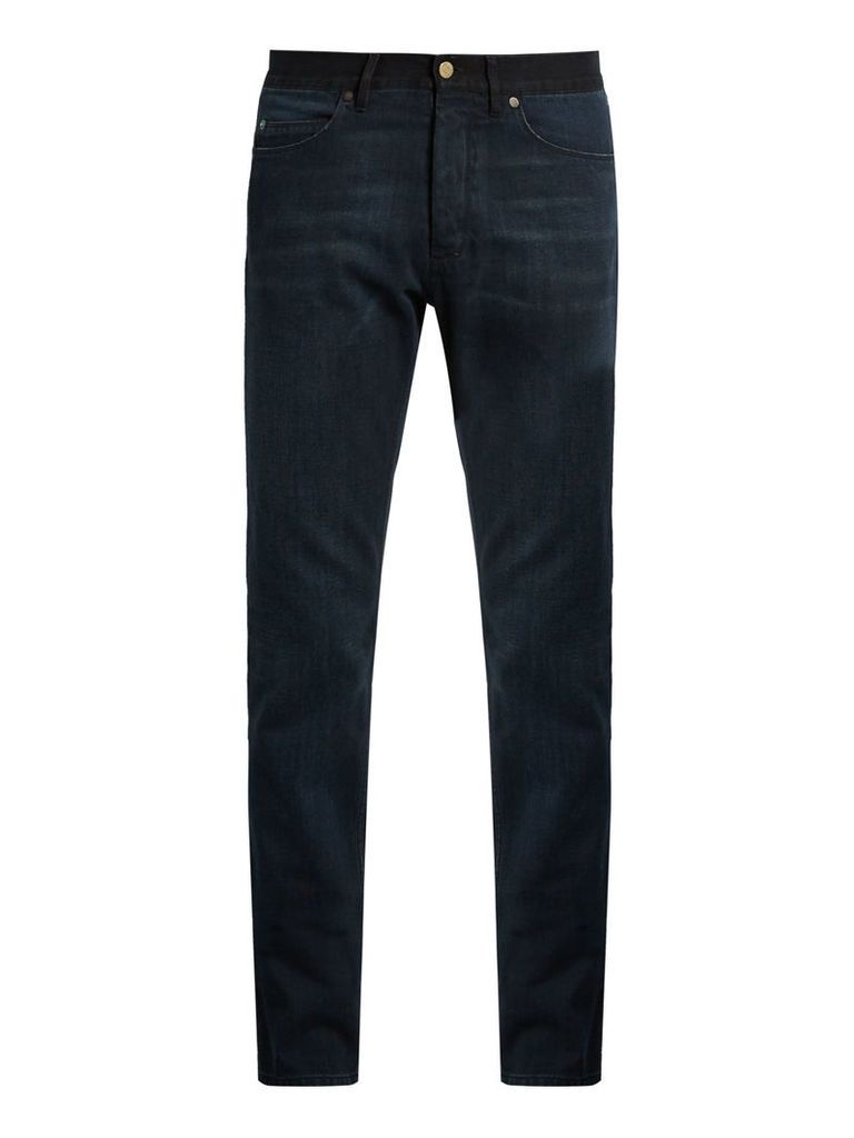 Contrast waistband slim-leg jeans