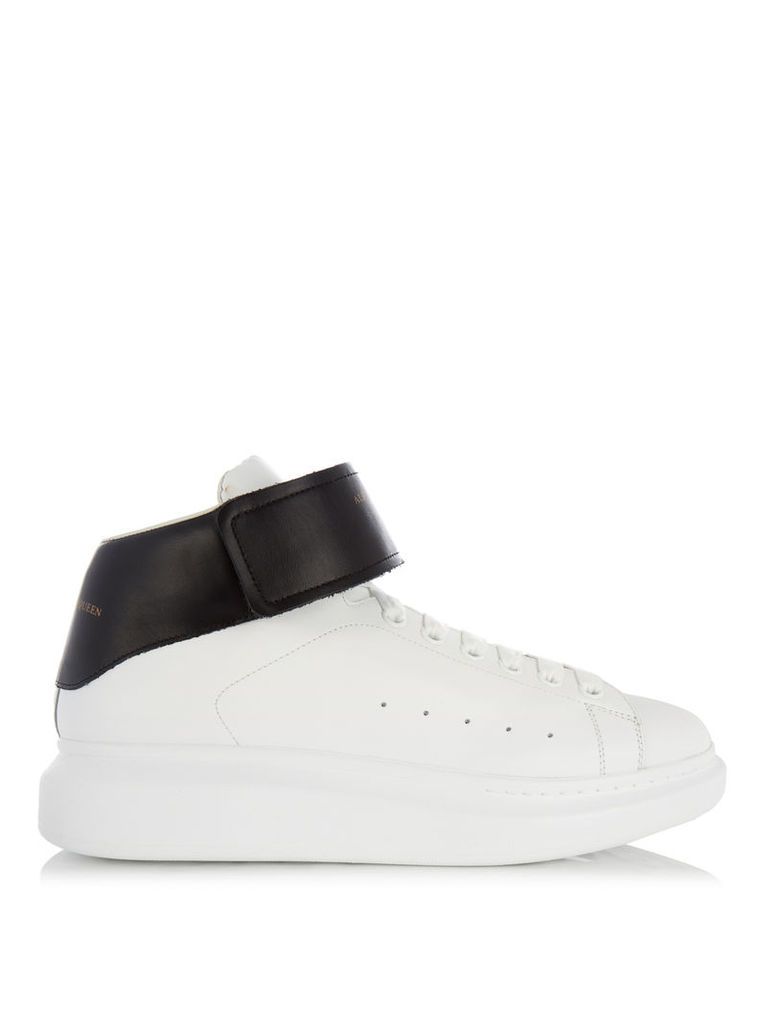 Raised-sole high-top leather trainers