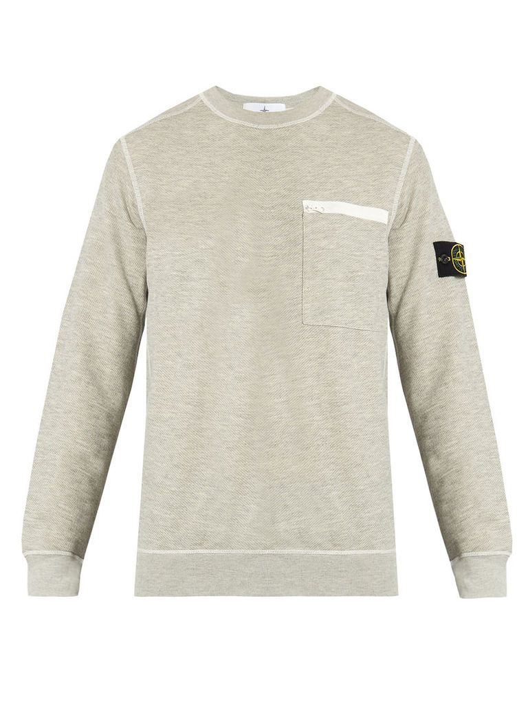 Contrast-stitch cotton-blend sweatshirt