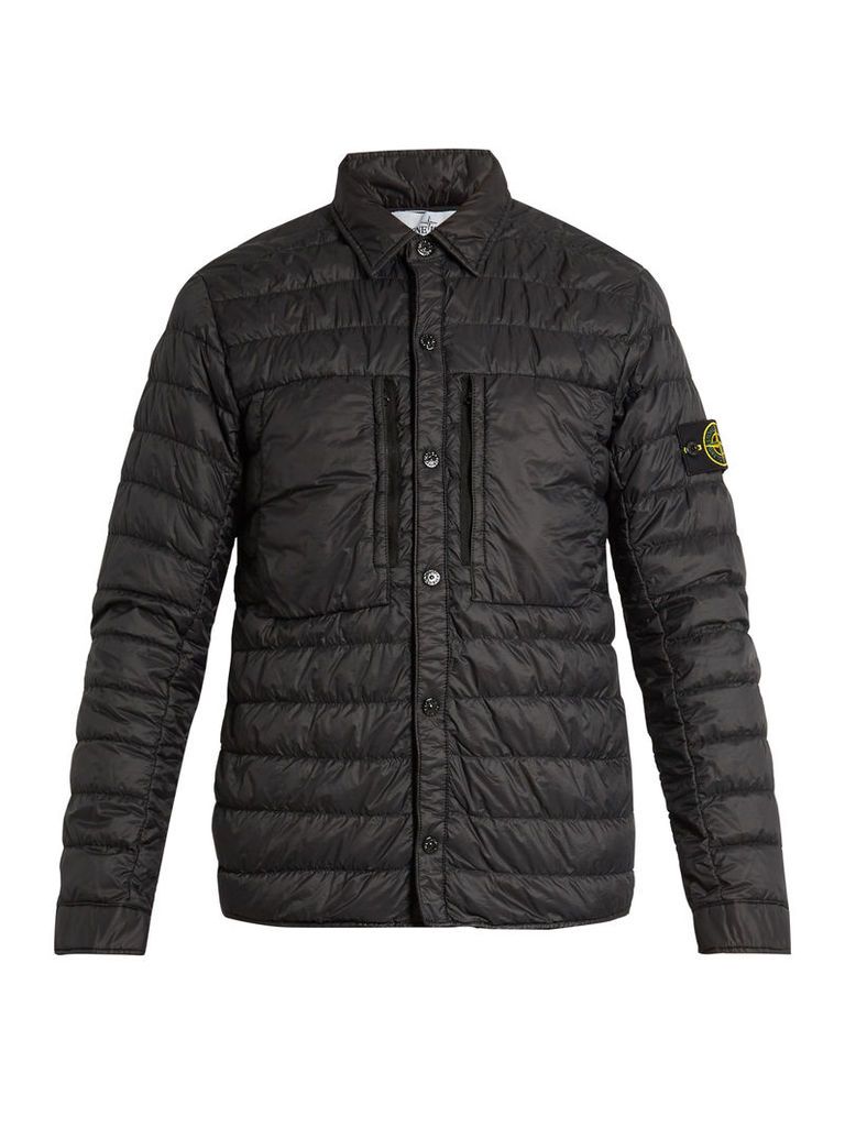 Point-collar quilted down jacket