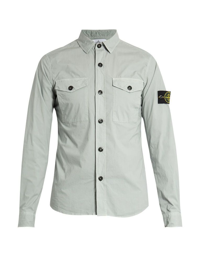 Patch-pocket cotton-blend shirt