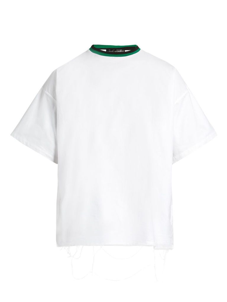 Baggy raw-edged cotton T-shirt