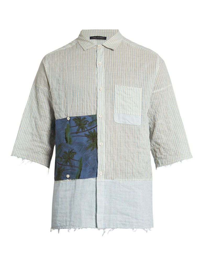 G short-sleeved striped cotton shirt