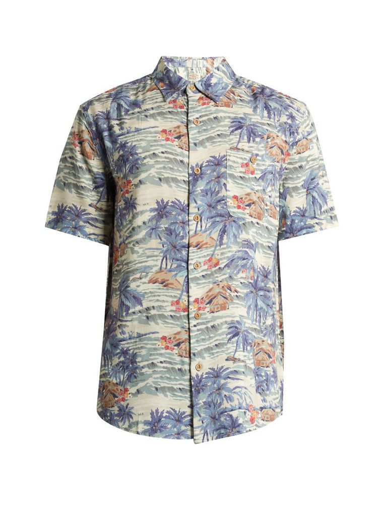 Tahitian Dreams-print patch-pocket shirt