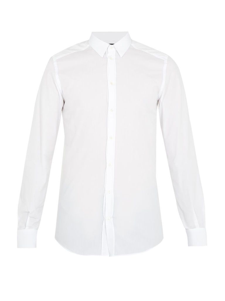 Single-cuff textured cotton-poplin shirt