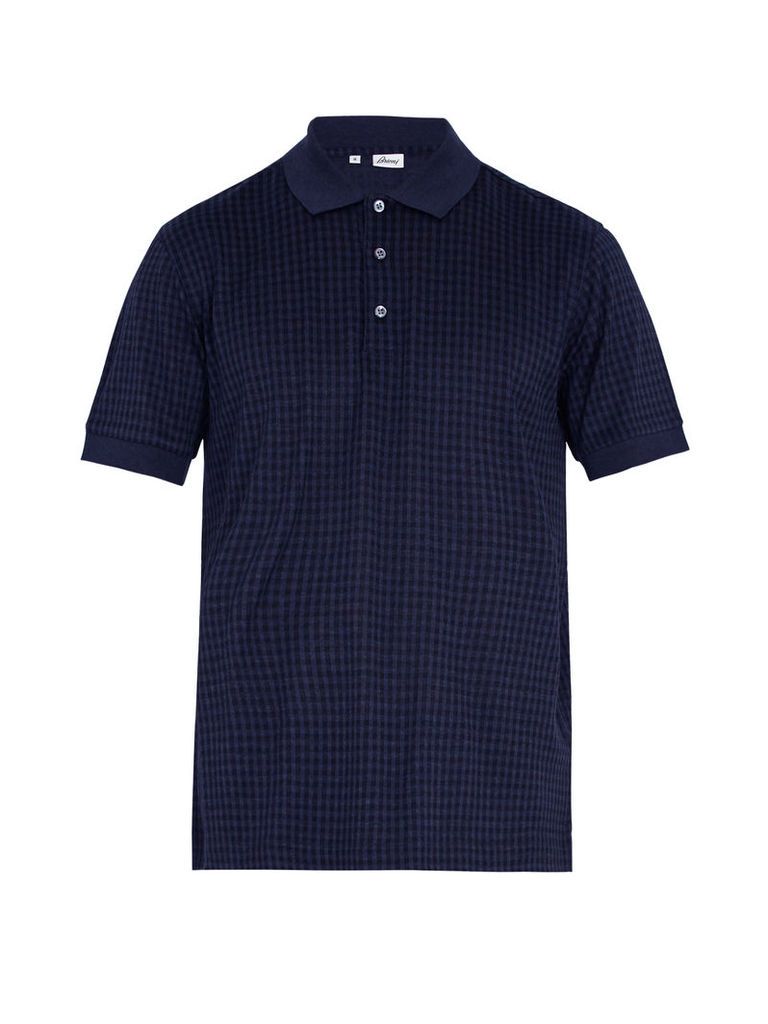 Checked cotton and silk-blend polo shirt