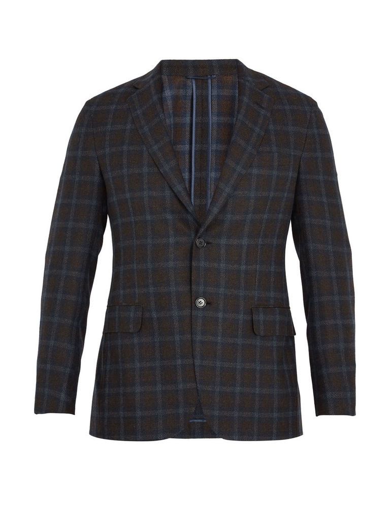 Single-breasted checked flannel-wool blazer