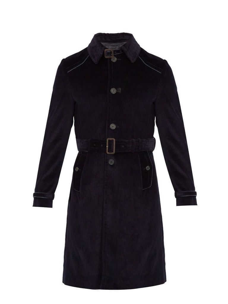 Belted cotton-corduroy coat