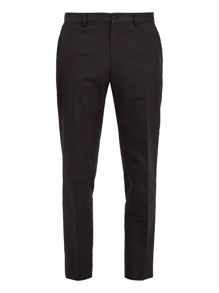 Slim-leg cotton and silk-blend tuxedo trousers