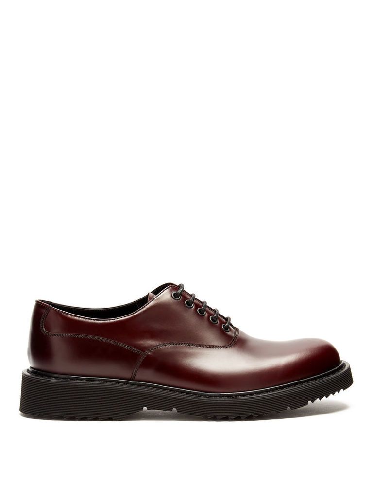 Raised-sole leather derby shoes