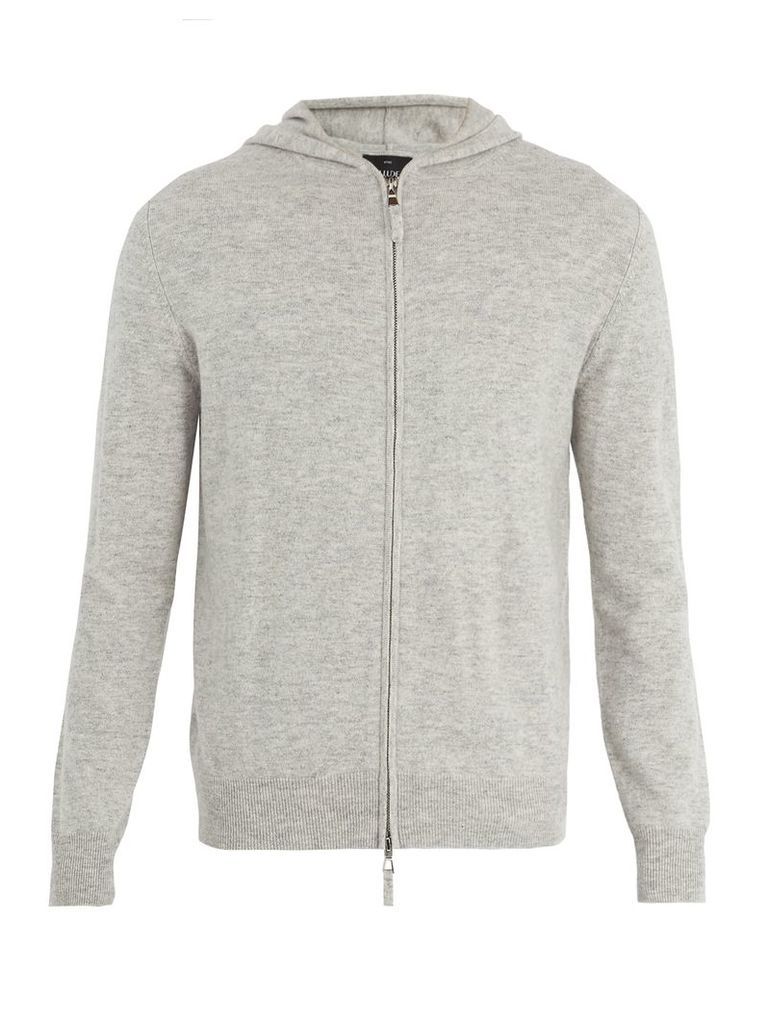 Hooded zip-through cashmere sweater