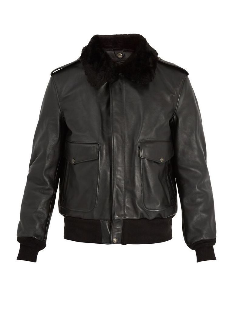 Detachable faux-shearling and leather jacket