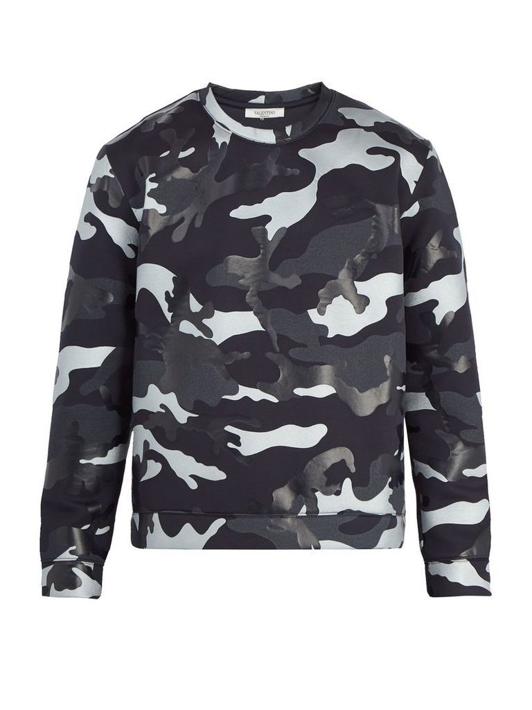 Camouflage-print jersey sweatshirt