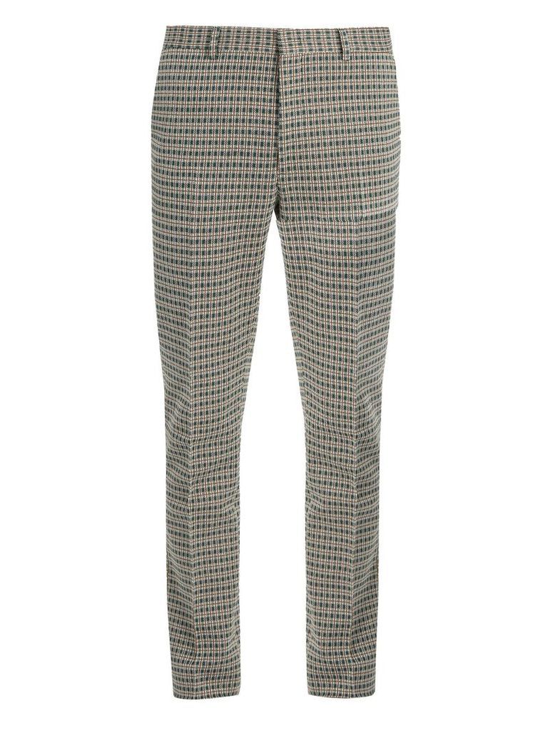Slim-fit tartan-checked cotton-blend trousers
