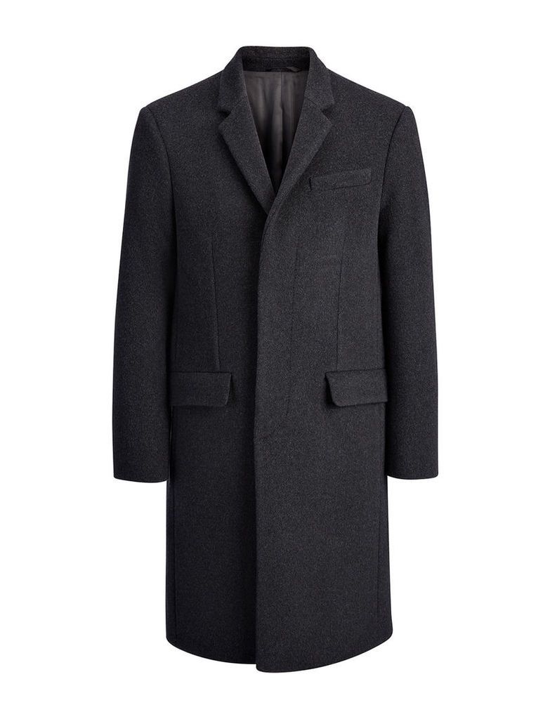 Wool London Coat in Charcoal Chine